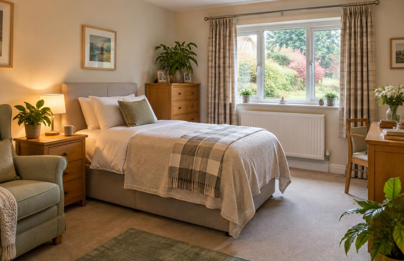 Comfortable bedroom in a supported living home
